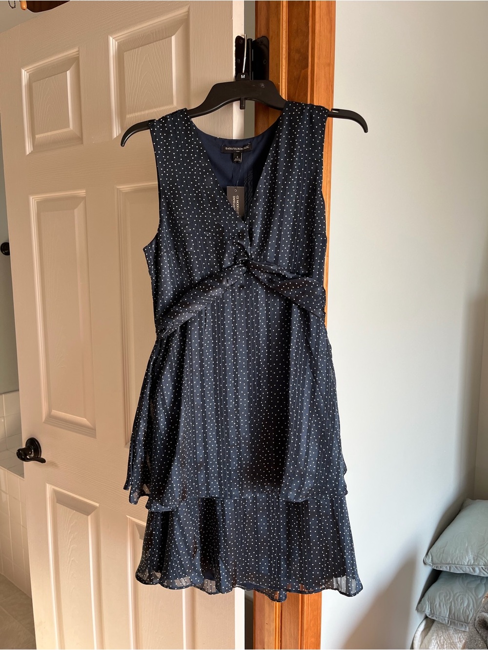 Banana Republic Navy Polka Dot Sleeveless Mini Dress